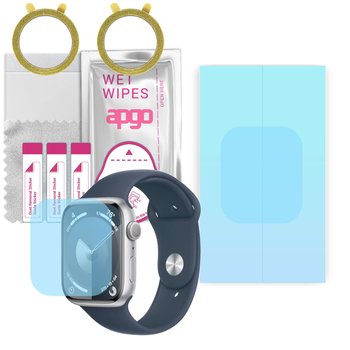 2x Folia hydrożelowa do Apple Watch Series 9 (45mm) -  apgo HD HQ FLEX Smartwatch Hydrogel Protection Ochrona na ekran smartwatcha - apgo