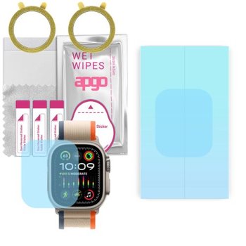 2x folia ochronna hydrożelowa do Apple Watch Ultra 2 -  apgo HD HQ FLEX Smartwatch Hydrogel Protection Ochrona na ekran smartwatcha - apgo