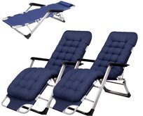 2X Fotel Leżak Turystyczny Ogrodowy Plażowy Zestaw Niebieski