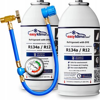 2X Gaz Do Napełniania Klimatyzacji W Aucie R134A + Wąż Z Manometrem Przewód - AGMI