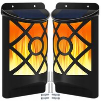2x LAMPA SOLARNA KINKIET LED EFEKT PŁOMIENIA ELEWACYJNA CZUJNIK ZMIERZCHU