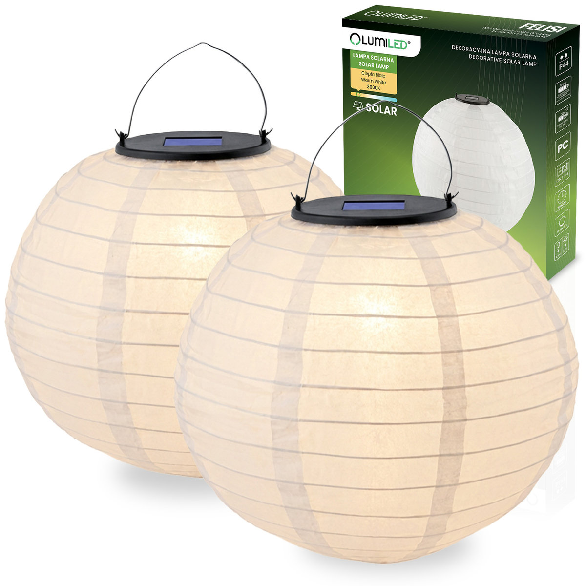 2x Lampa Solarna Ogrodowa LED FELISI Lampion Latarenka Origami 30cm LUMILED