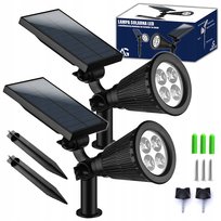 2x LAMPA SOLARNA OGRODOWA LED WBIJANA CZUJNIK ZMIERZCHU DO OGRODU REFLEKTOR