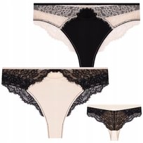 2X Majtki Damskie Brazyliany Z Ozdobną Koronką Kobiece Seksowne Moraj L