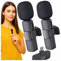 2x MIKROFON BEZPRZEWODOWY KRAWATOWY DO TELEFONU SAMSUNG XIAOMI TYP USB C