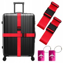 2x Pas bagażowy do walizek mocny 1,9m + 2 przywieszki identyfikatory zestaw