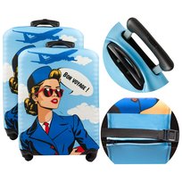 2x Pokrowiec etui na walizkę podróżną ochronny z motywem stewardessy rozm L