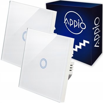 2x SCHODOWY WŁĄCZNIK WYŁĄCZNIK ŚWIATŁA SZKLANY DOTYKOWY SZKŁO BIAŁE LED - Appio