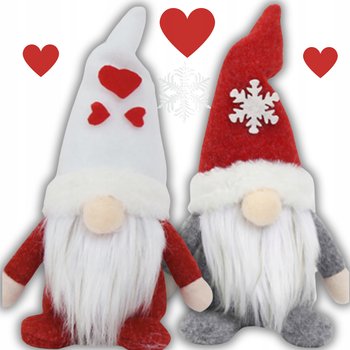 2X Skrzaty Krasnal Świąteczny Mikołaj Gnom Stojący Duży Prezent Pod Choinkę - Eddcom