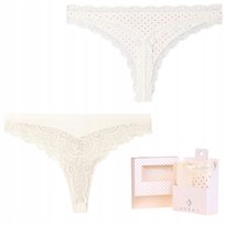 2X Stringi Damskie Koronkowe Eleganckie Moraj M