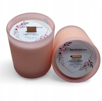 2x Świeca Sojowa ręcznie wykonana różowy matt 230 ml Pomarańcza - Knot i Wosk
