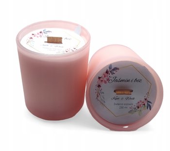 2x Świeca Sojowa różowy mat ręcznie robiona Handmade 230 ml Jaśmin i bez - Knot i Wosk