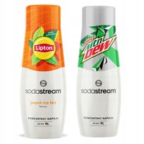 2x Syrop Sodastream Lipton Ice Tea Peach Brzoskwinia + Mountain Dew Zero