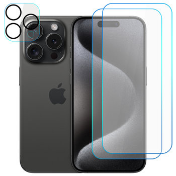 2x Szkło hartowane na ekran + szkło na obiektyw do Apple iPhone 15 Pro zestaw szkieł ochronnych Clear Set - Tech-Protect
