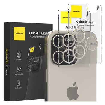 2x SZKŁO NA APARAT Spacecase QuickFit Camera iPhone 15 Pro / 15 Pro Max + INNOWACYJNY APLIKATOR ŁATWY MONTAŻ - Spacecase
