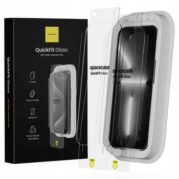2x SZKŁO NA EKRAN Spacecase QuickFit Glass do iPhone 13 / 13 Pro / 14 + INNOWACYJNY APLIKATOR SZYBKI MONTAŻ - Spacecase