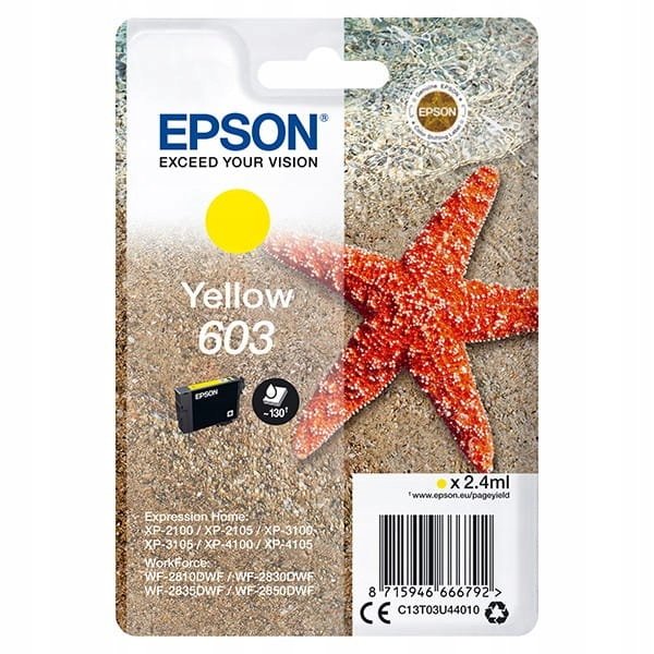 2X Tusz EPSON 603 Żółty 2.4 ml C13T03U44010