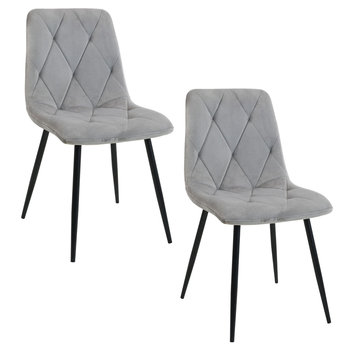 2x Welurowe krzesło glamour tapicerowane pikowane SJ.3 Szare - FABRYKA MEBLI AKORD