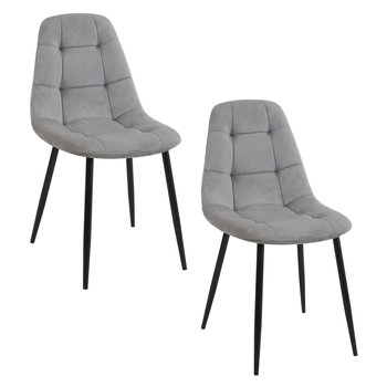 2x Welurowe krzesło tapicerowane pikowane glamour SJ.1 Szare - FABRYKA MEBLI AKORD