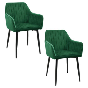 2x Welurowe krzesło tapicerowane pikowane SJ.040 Butelkowa Zieleń - FABRYKA MEBLI AKORD
