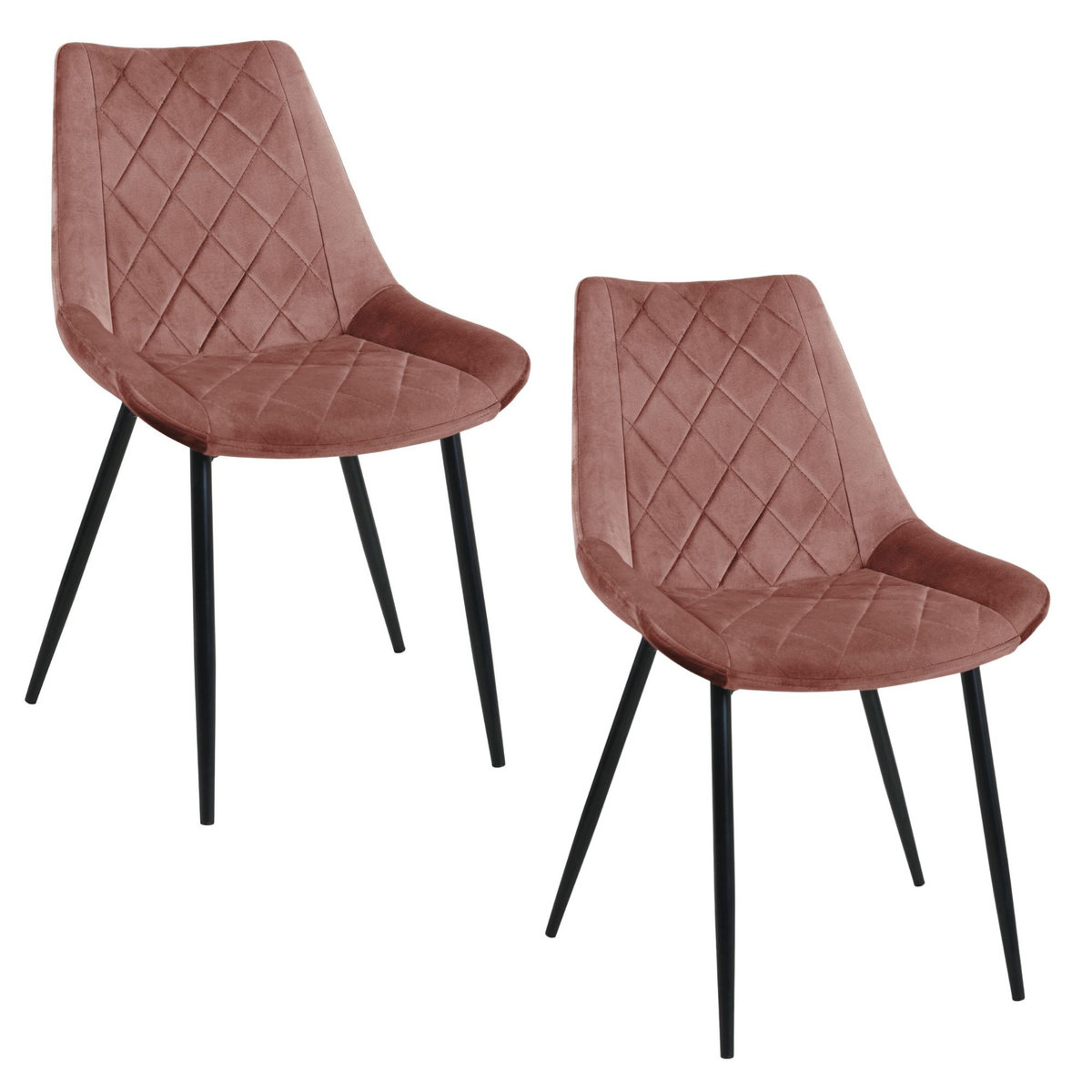Zdjęcia - Krzesło Akord 2x Welurowe  tapicerowane pikowane SJ.0488 Różowe 