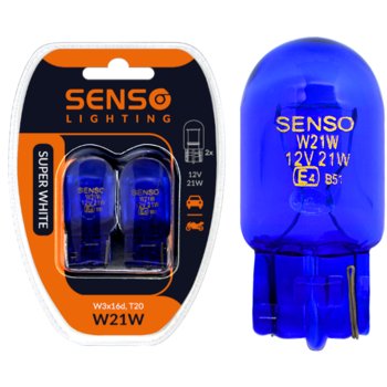 2x ŻARÓWKA SENSO W21W 12V SUPER WHITE XENON LOOK - SENSO