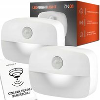 2xLAMPKA NOCNA BEZPRZEWODOWA LED CZUJNIK RUCHU GNIAZDKO NA BATERIE  ✅Lampka nocna z czujnikiem ruchu nigdy nie oślepi Cię w ciemności. Lampka zapewnia