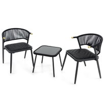 3-częściowy zestaw mebli ogrodowych Rattan 2 Krzesła + Stolik