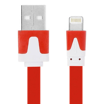 3-metrowe złącze iPhone/iPad do płaskiego kabla USB zapobiegającego plątaniu, kabel do ładowania i synchronizacji — czerwony - Avizar