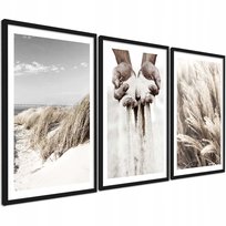 3 Obrazy do sypialni plakat w ramie boho dekoracja ścienna plaża 30x40 cm