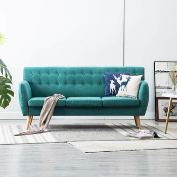 3-osobowa sofa tapicerowana tkaniną VIDAXL, zielona, 172x70x82 cm - vidaXL