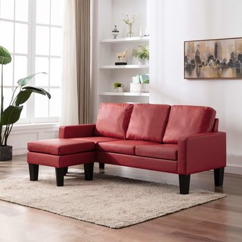3-osobowa sofa z podnóżkiem, winna czerwień, sztuczna skóra - vidaXL