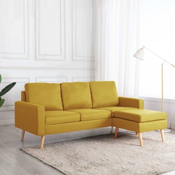 3-osobowa sofa z podnóżkiem, żółta, tapicerowana tkaniną - vidaXL