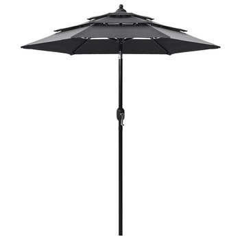 3-poziomowy parasol na aluminiowym słupku, antracytowy, 2 m - vidaXL