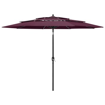 3-poziomowy parasol na aluminiowym słupku, bordowy, 3 m - vidaXL