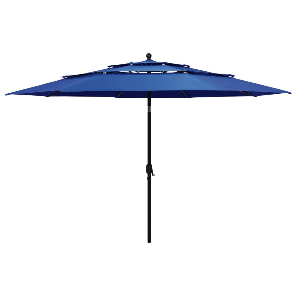 Фото - Пляжна парасоля VidaXL 3-poziomowy parasol na aluminiowym słupku, lazurowy, 3,5 m 