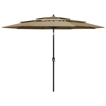 3-poziomowy parasol na aluminiowym słupku, taupe, 3 m - vidaXL