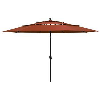 3-poziomowy parasol na aluminiowym słupku, terakotowy, 3,5 m - vidaXL