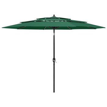 3-poziomowy parasol na aluminiowym słupku, zielony, 3 m - vidaXL
