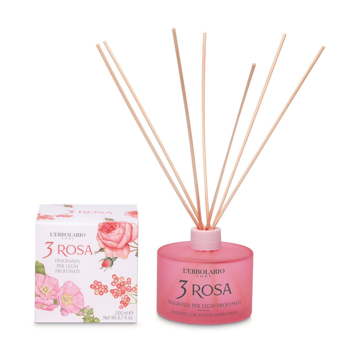 Inny producent 3 Rosa Perfumy do patyczków zapachowych (dyfuzor + patyczki), 200 ml/L'Erbolario
