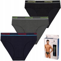 3 Szt Slipy Majtki Męskie Bawełniane Moraj W Kartoniku Gładkie - 3Xl