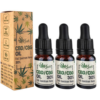 30% olejek KONOPNY CBD + CBG | THC CBC CBN | RAW Full Spectrum | 3 x 10ml - Kush CBD
