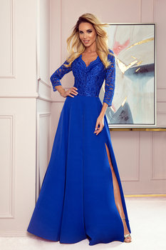 309-2 AMBER elegancka koronkowa długa suknia z dekoltem - CHABROWA XL - Numoco