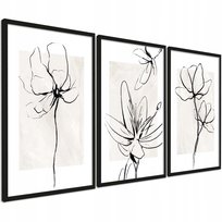 30x40 zestaw obrazy ramka plakaty do sypialni i biura rośliny LineArt 3 szt