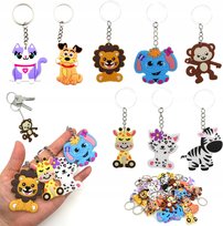 32x BRELOCZKI DLA DZIECI DO KLUCZY ZAWIESZKI ZWIERZĄTKA SILIKONOWE ZESTAW