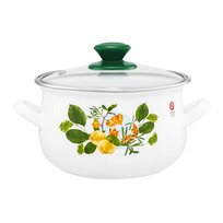 35053 Garnek emaliowany z pokrywką Pigwa 22 cm 5l EMALIA OLKUSZ