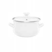 35066 Garnek emaliowany z pokrywką Pyza kremowy 14 cm 1,25 l EMALIA OLKUSZ