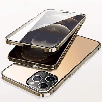 360° AluGlass Case etui magnetyczne aluminium + szkło do iPhone 11 Pro (Gold) - D-pro
