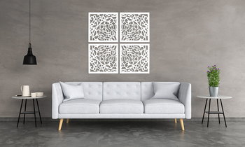 3D Dekoracyjna Grafika Ażurowa, Marokański Styl, Komplet 4 Paneli , Biały - ORNAMENTI