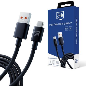3mk Hyper Cable Black Kabel USB-A to C 60W 3A 1.2m - 3MK